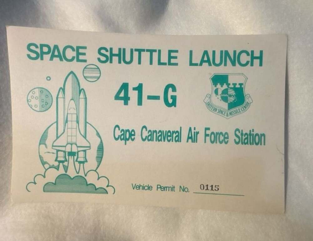 Vintage Space Shuttle Launch 41-G Cape Canaveral Vehicle Permit Pass